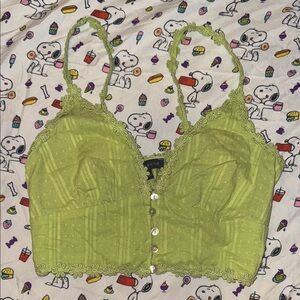 Kendall and Kylie Lime Green Floral Lace Camisole